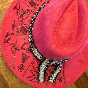 Elegant Pink Embroidered Hat